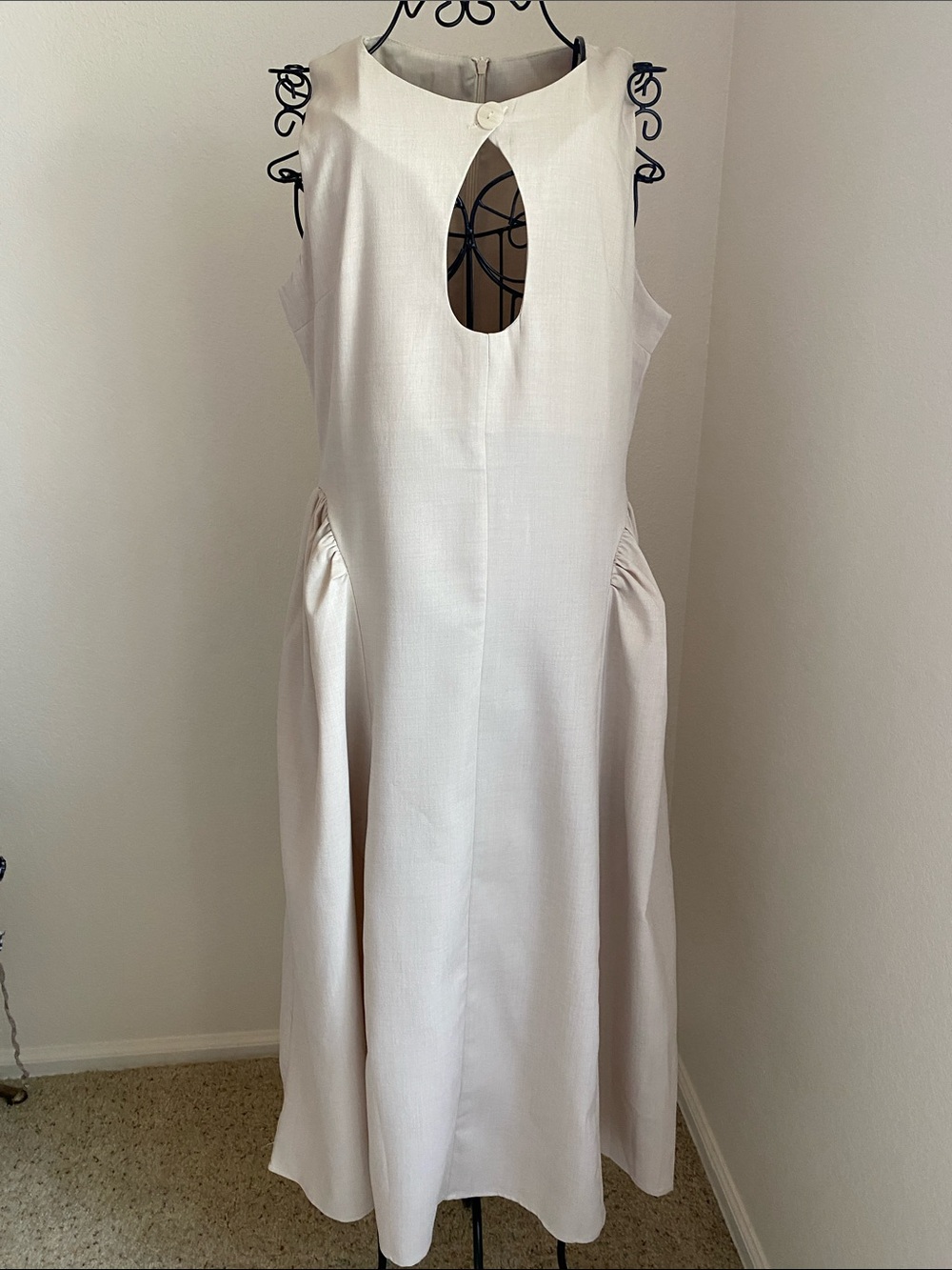 Elegant Cream Keyhole Dress